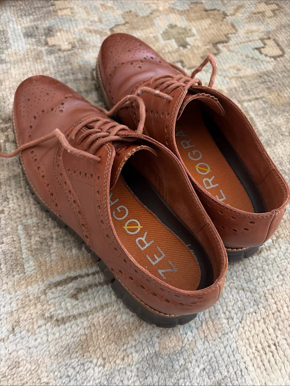 Cole Haan Zerogrand Wingtip Leather Oxford Shoes Men, Size 9M - British Tan-Java